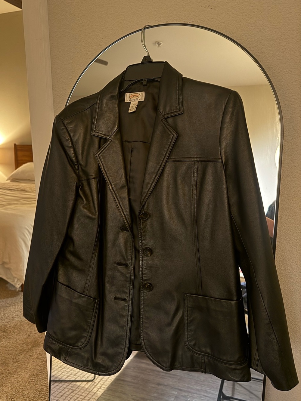 Talbots Black Leather Blazer Jacket